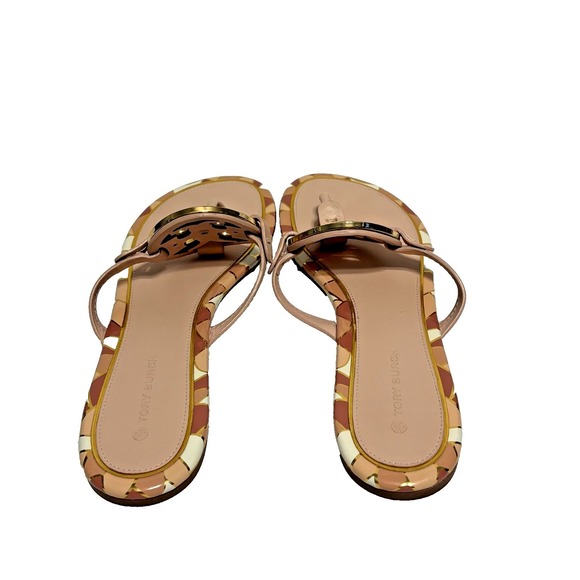 Tory Burch Miller Geometric Logo Thong Sandals Women's Size 8.5 M Nude Blush - Picture 11 of 16